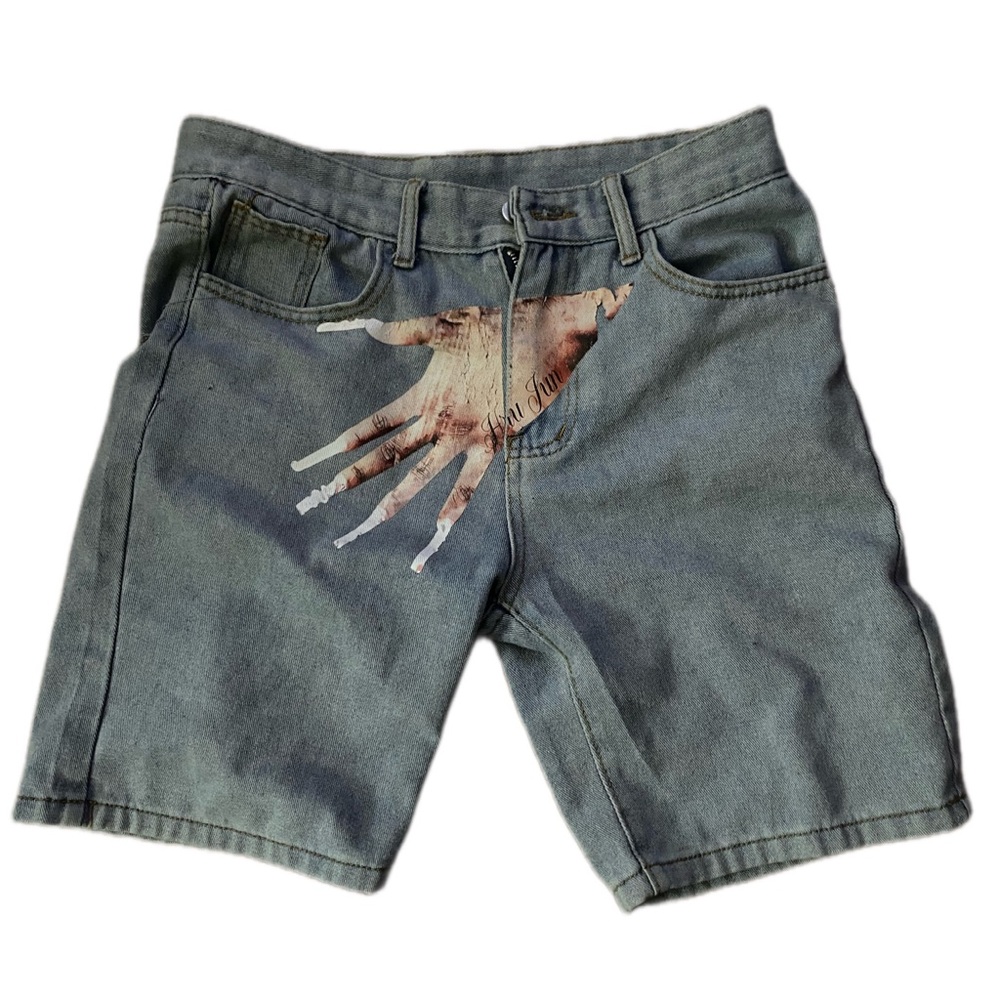 Graphic Denim Shorts